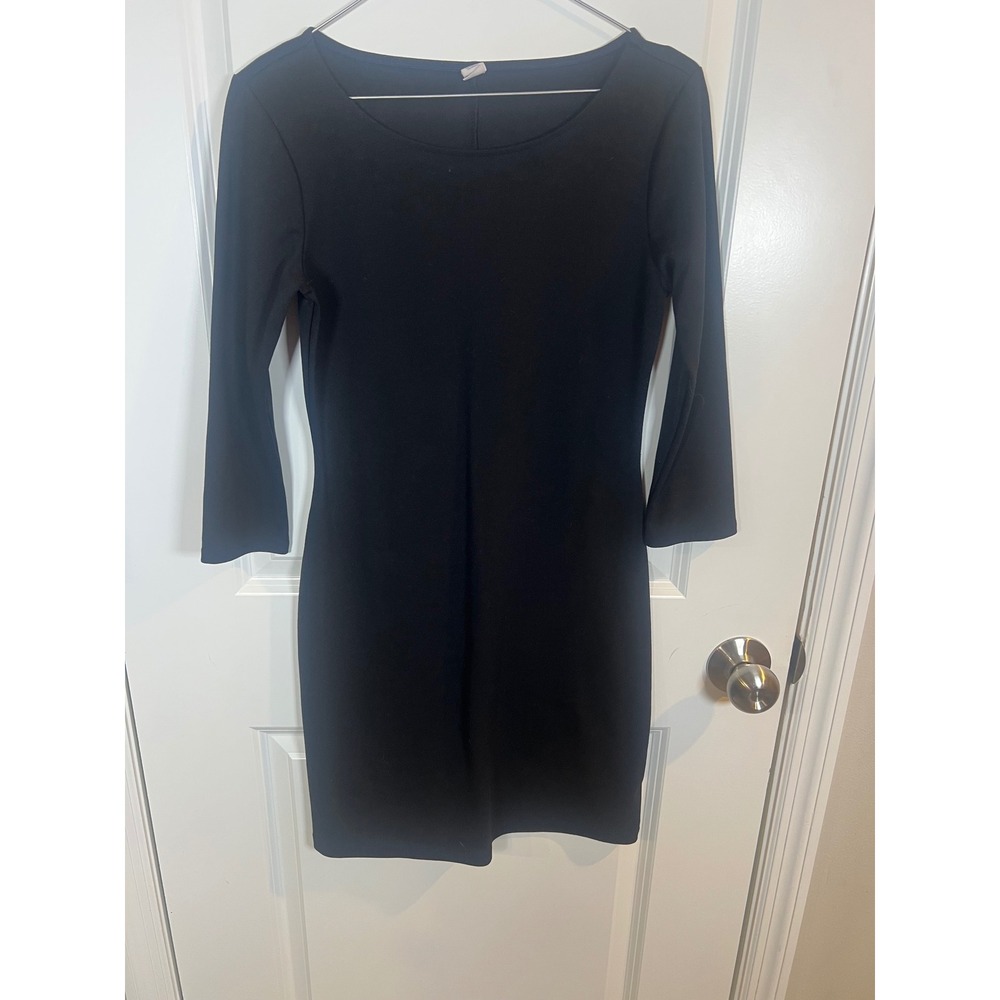 Old Navy Womens Sheath Dress 3/4 Sleeve Solid Black XS